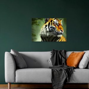 Dekoracyjny Obraz Ściennej Sztuki: Majestatyczny Tygrys w Egzotycznym Krajobrazie