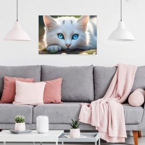 Obraz z białym kotem