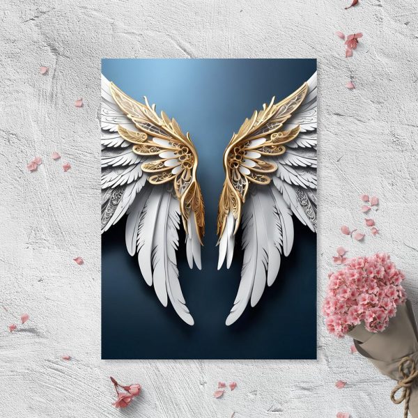 Plakat z dekoracyjnymi skrzydłami