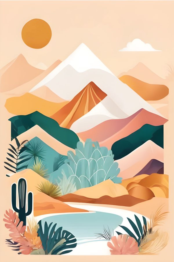 Plakat z pustynnym krajobrazem